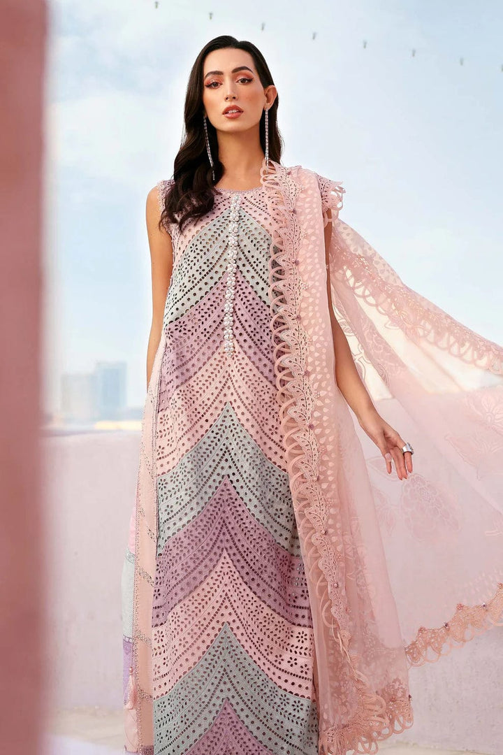 Maria B Luxury Embroidered Lawn Unstitched 3 Piece Suit-Pink-Summer Collection