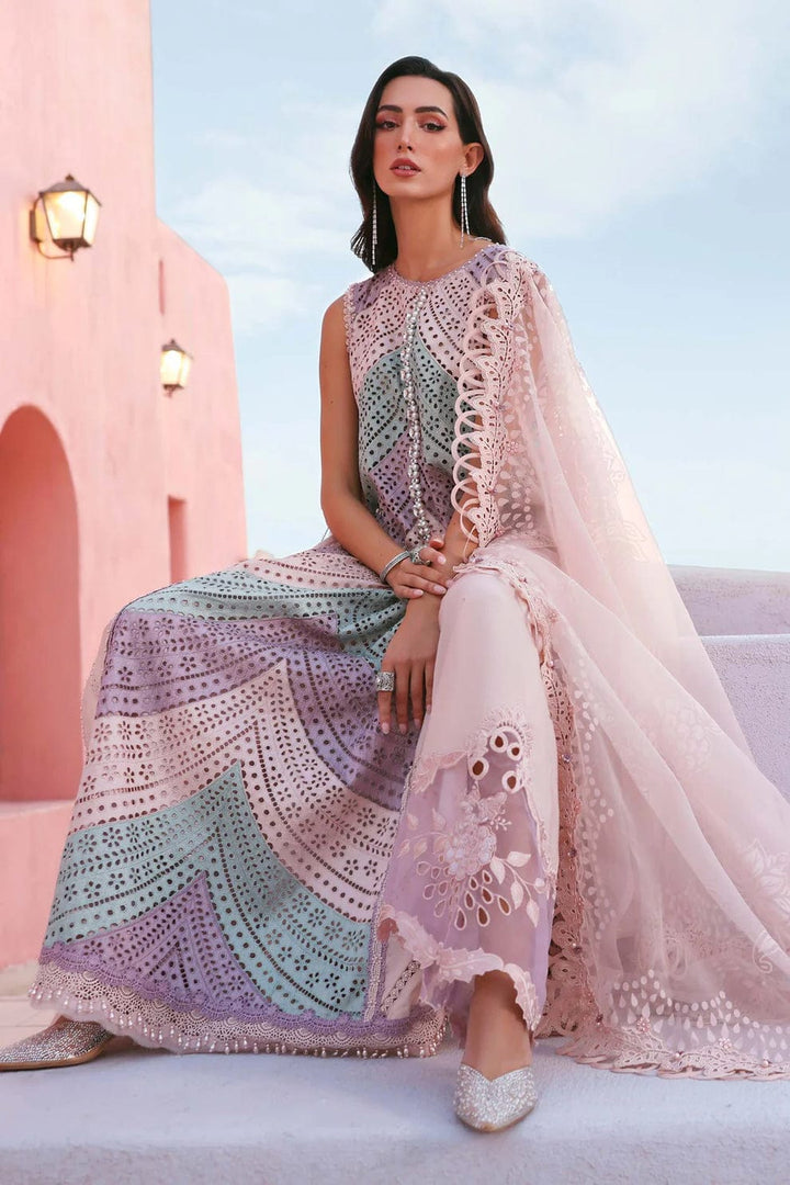 Maria B Luxury Embroidered Lawn Unstitched 3 Piece Suit-Pink-Summer Collection