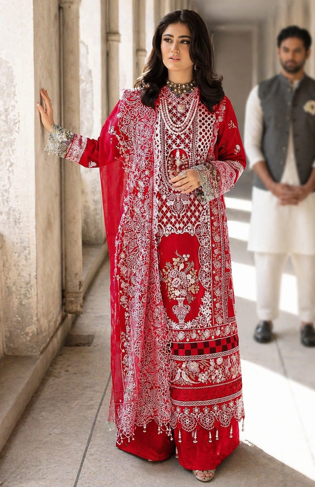 Akbar Aslam Luxury Lawn Ensemble (Crimson Edition)