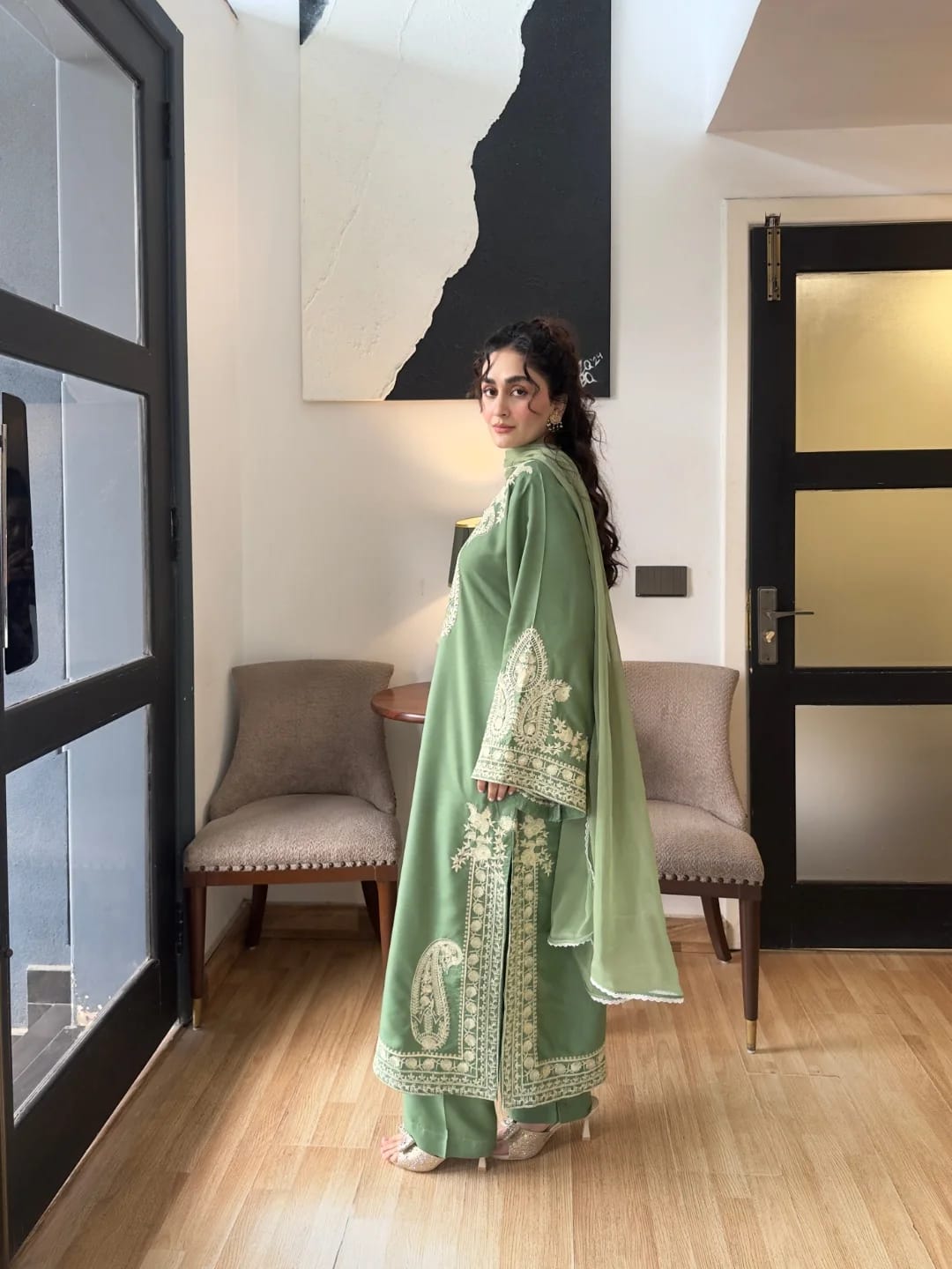Onyx Grace Embroidered 2-Piece Suit